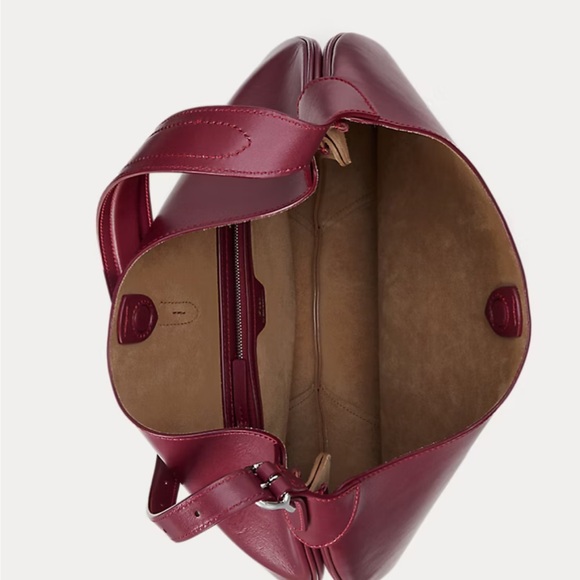 Ralph Lauren Burgundy Leather Large ID Bag - Picture 4 of 6